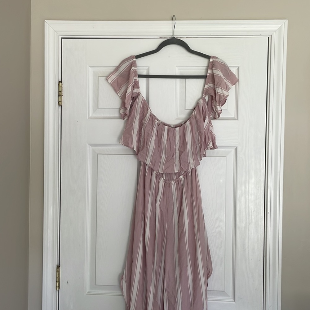 American Eagle Outfitters Pink and White Striped jumpsuit